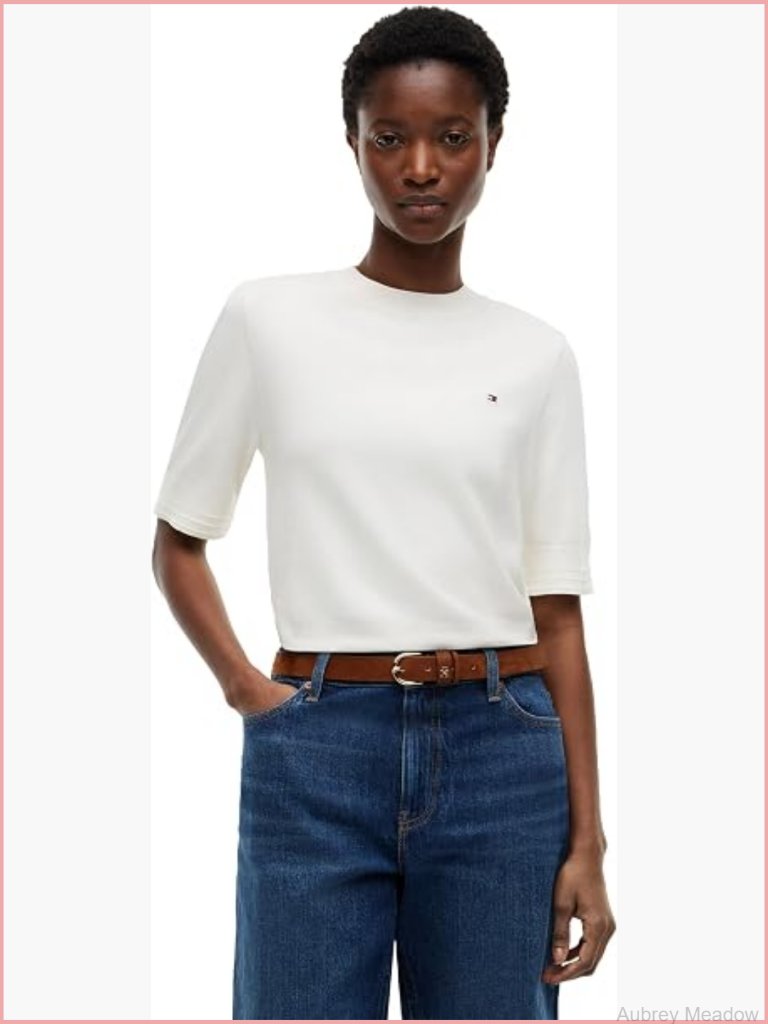 Short Sleeve Cotton Crew Neck Sweater Lightweight Pullover